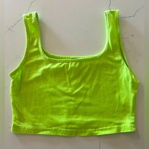 Cropped neon green shirt, size small